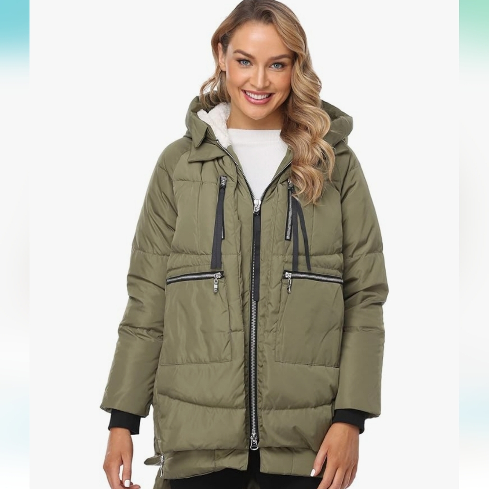 NWT CI SONO Sherpa Olive Hooded Parka Size Small